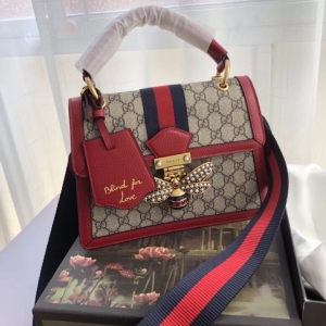 Gucci 2017 counter new Margaret queen leather bee decoration ladies Handbag