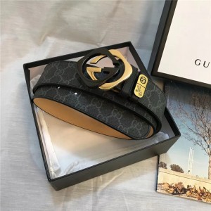 Gucci two-tone diamond buckle men's belt