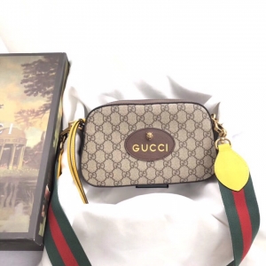 Gucci Supreme series metal cat head brown PVC/with leather ladies shoulder bag