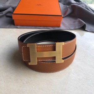 Hermes belt counter raw materials handmade quality H four-corner welding point metal buckle belt