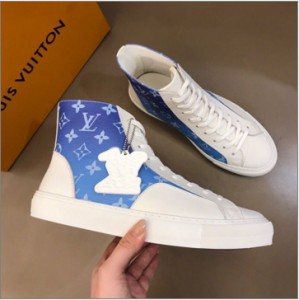 LV2020 AW blue sky and white cloud series men's TATTOO high-top sneakers