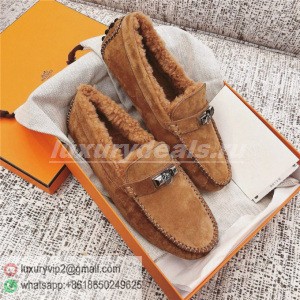 Hermes 2018 Japan counters are selling women's sheepskin loafers brown