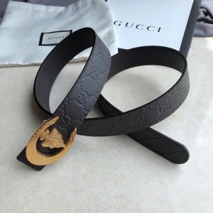 Gucci belt Gucci double G embossed top layer cowhide black stainless steel shield metal buckle belt