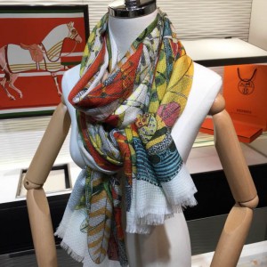 Hermes 'feather celebration' 100% top pure cashmere scarf