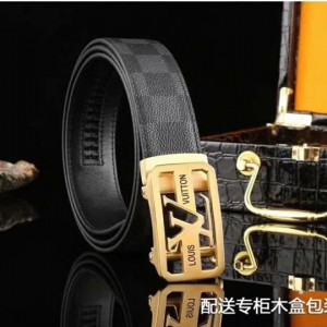 LV automatic buckle belt imitation LV men's belt imported Italian leather belt 35mm