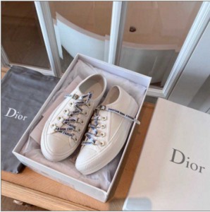Ladies Dior electric embroidered fabric TPU outsole canvas white Shoes