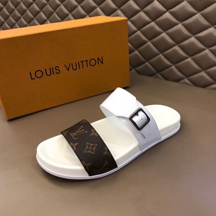 LV material luxury men's presbyopia white slippers [G5F012BC2670E63640 ...