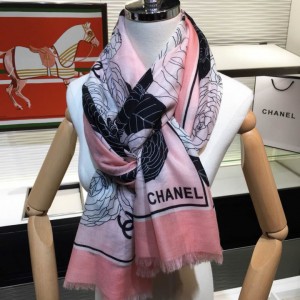 CHANEL scarf Chanel coco camellia 100% pure cashmere scarf