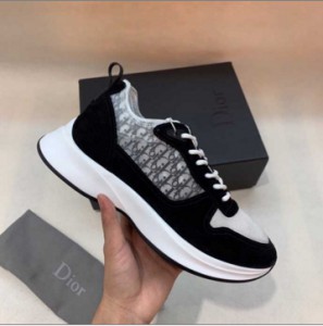Dior black Dior Oblique printed men's B25 running sneakers
