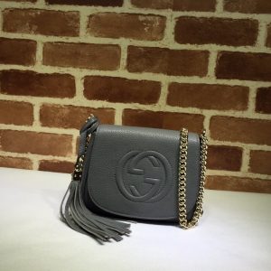 Gucci ladies SOHO series tassel tassel full leather flap shoulder messenger bag