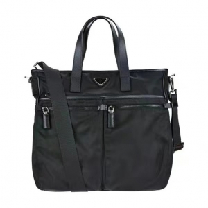 PRADA men's black fabric casual Handbag