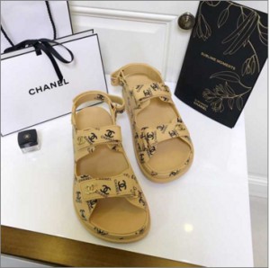 Chanel Velcro Double C Logo Small Fragrant Sandals Women's Shoes